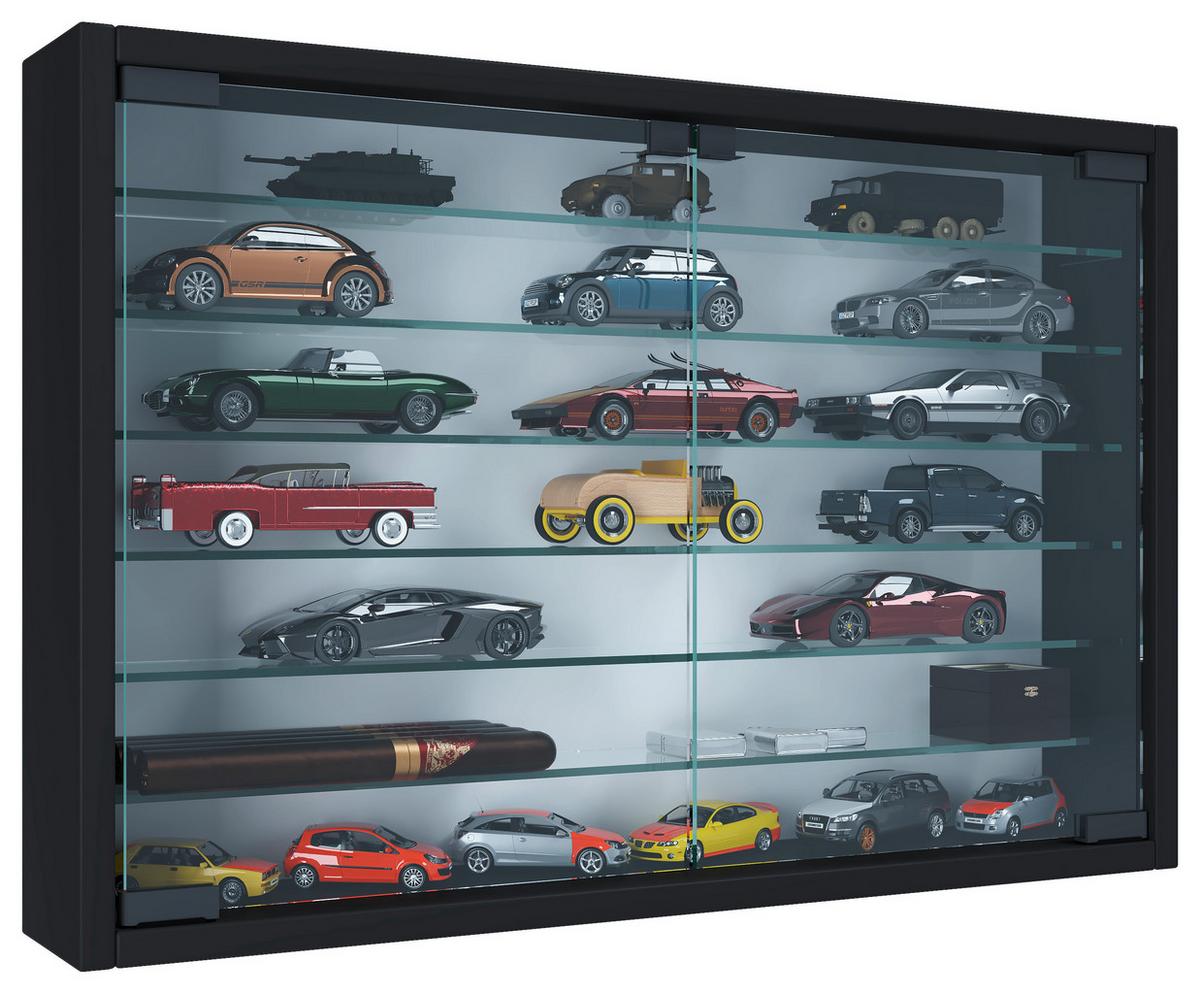Hängevitrine Mandosa XL B: 60 cm Schwarz - Schwarz, MODERN, Glas/Holzwerkstoff (60/40/10cm) - MID.YOU