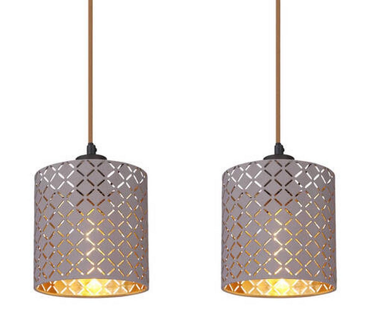 Hängeleuchte H: 150 Cm 4-Flammig - Champagner/Schwarz, Design, Textil/Metall (98/16/150cm) - Globo