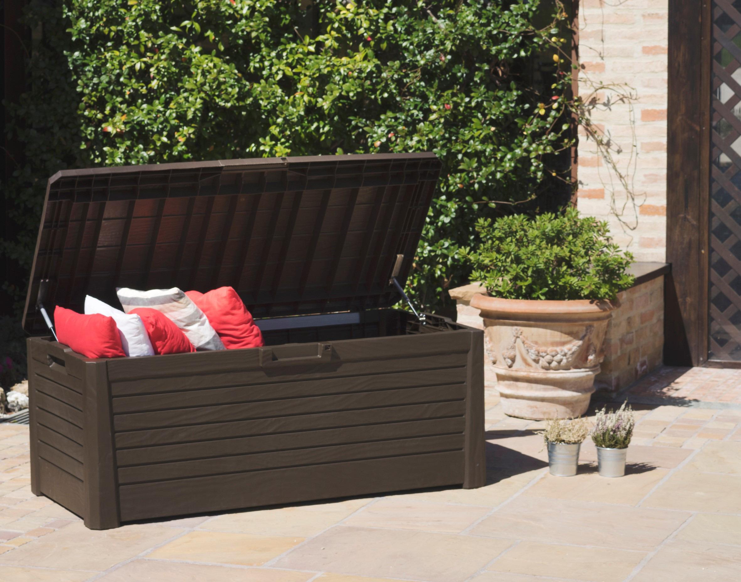 Kissenbox Wasserdicht Woody 148x60x72 Cm, 550 L Braun - Braun, MODERN, Kunststoff (148/60/72cm)