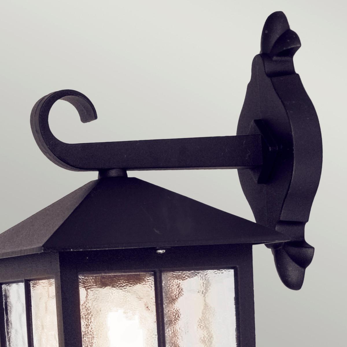 Außenwandleuchte 100 Watt Metall Glas, Wandmontage - Schwarz, KONVENTIONELL, Glas/Metall (18.5/33.5/23.7cm) - Elstead Lighting