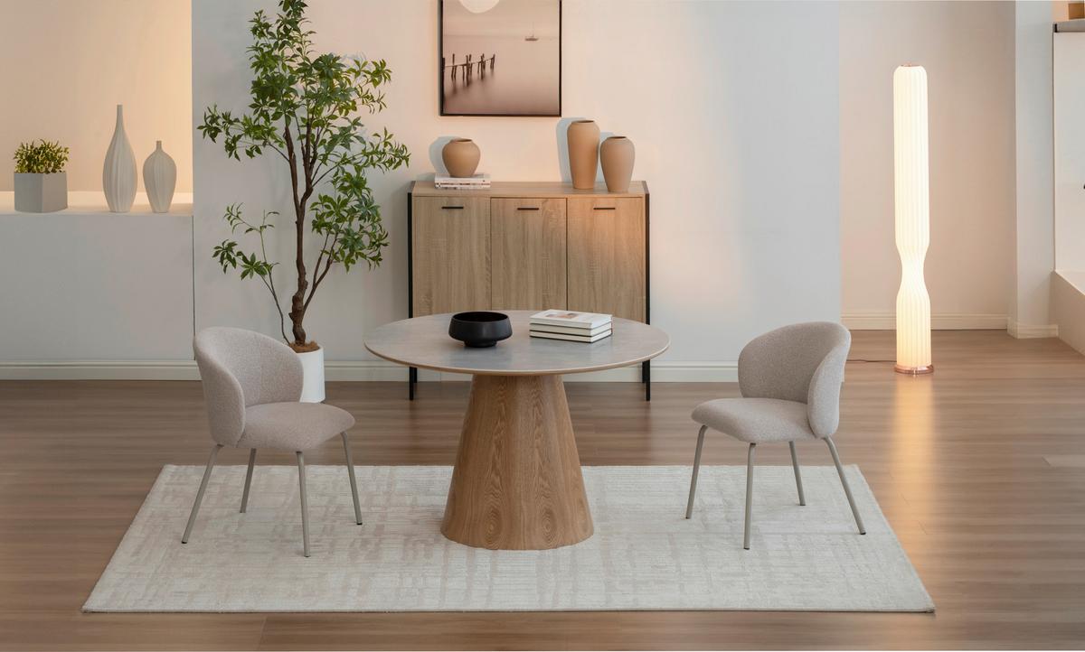 Étkezőasztal Aiden - tölgyfa színű/szürke, Modern, faalapú anyag/fa (120/120/75cm) - MID.YOU