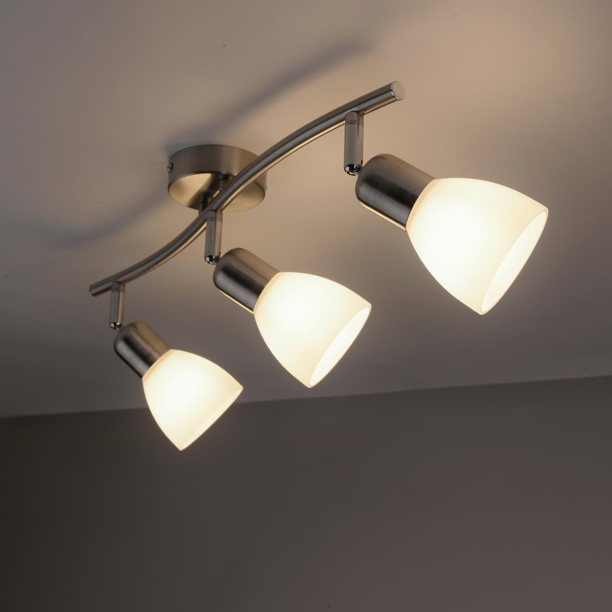 Deckenleuchte Karo L: 68 cm Schwenkbar - Alufarben/Nickelfarben, Basics, Glas/Metall (68/22cm)