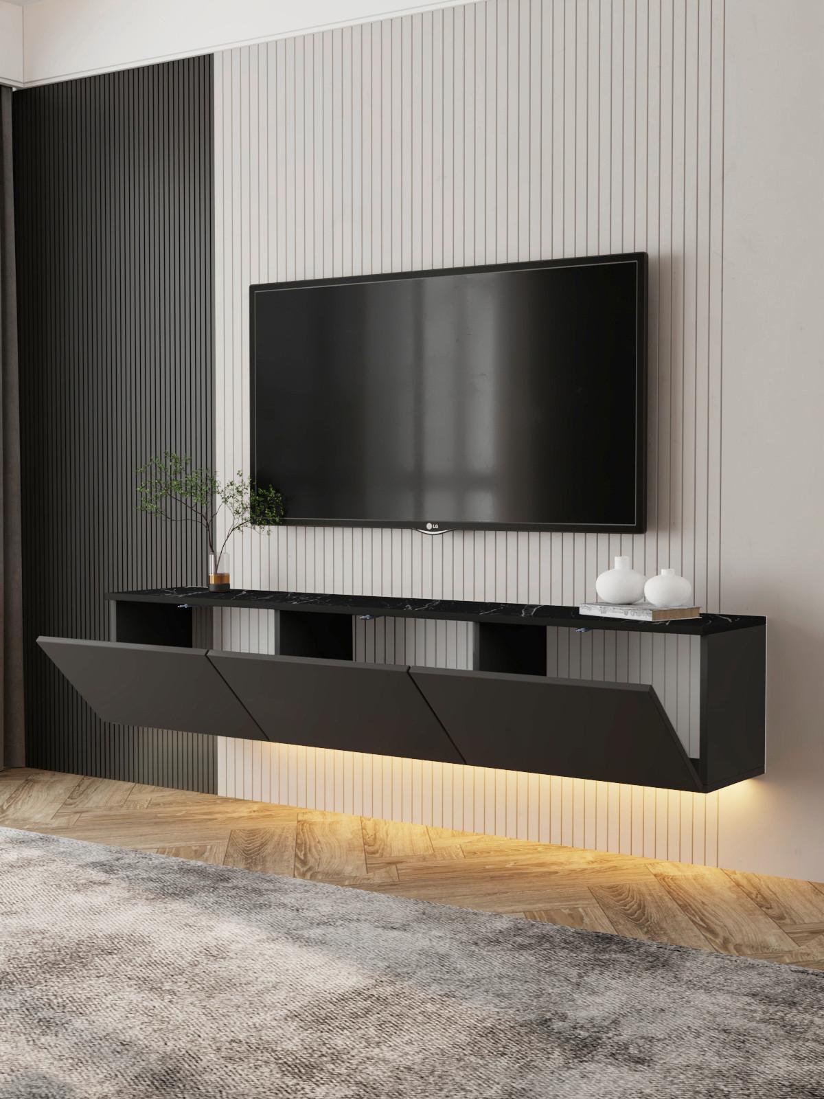 Lowboard Neon Anhrazit/Schwarz B: 160 cm - Anthrazit/Schwarz, Design, Holzwerkstoff (160/35/32cm) - Livetastic