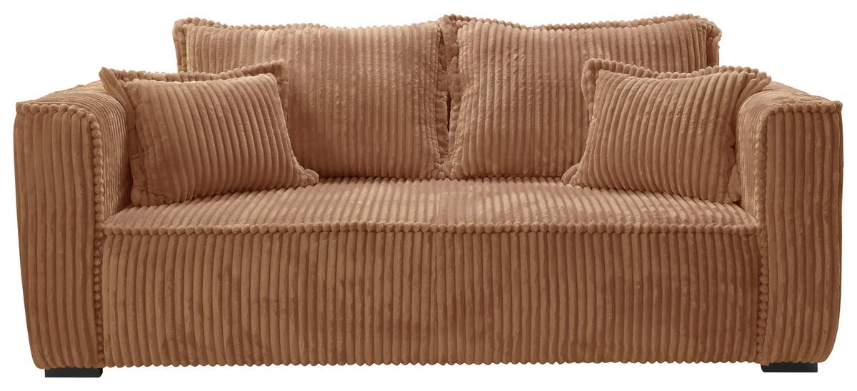 Sofa Modena Inkl. Kissen Rostfarben, B: 223 Cm - Rostfarben/Schwarz, Design, Textil (223/95/121cm) - MID.YOU