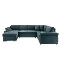 Wohnlandschaft Terana Blau mit Schlaffunktion, Mikrofaser - Chromfarben/Blau, KONVENTIONELL, Textil (157/305/219cm) - Livetastic