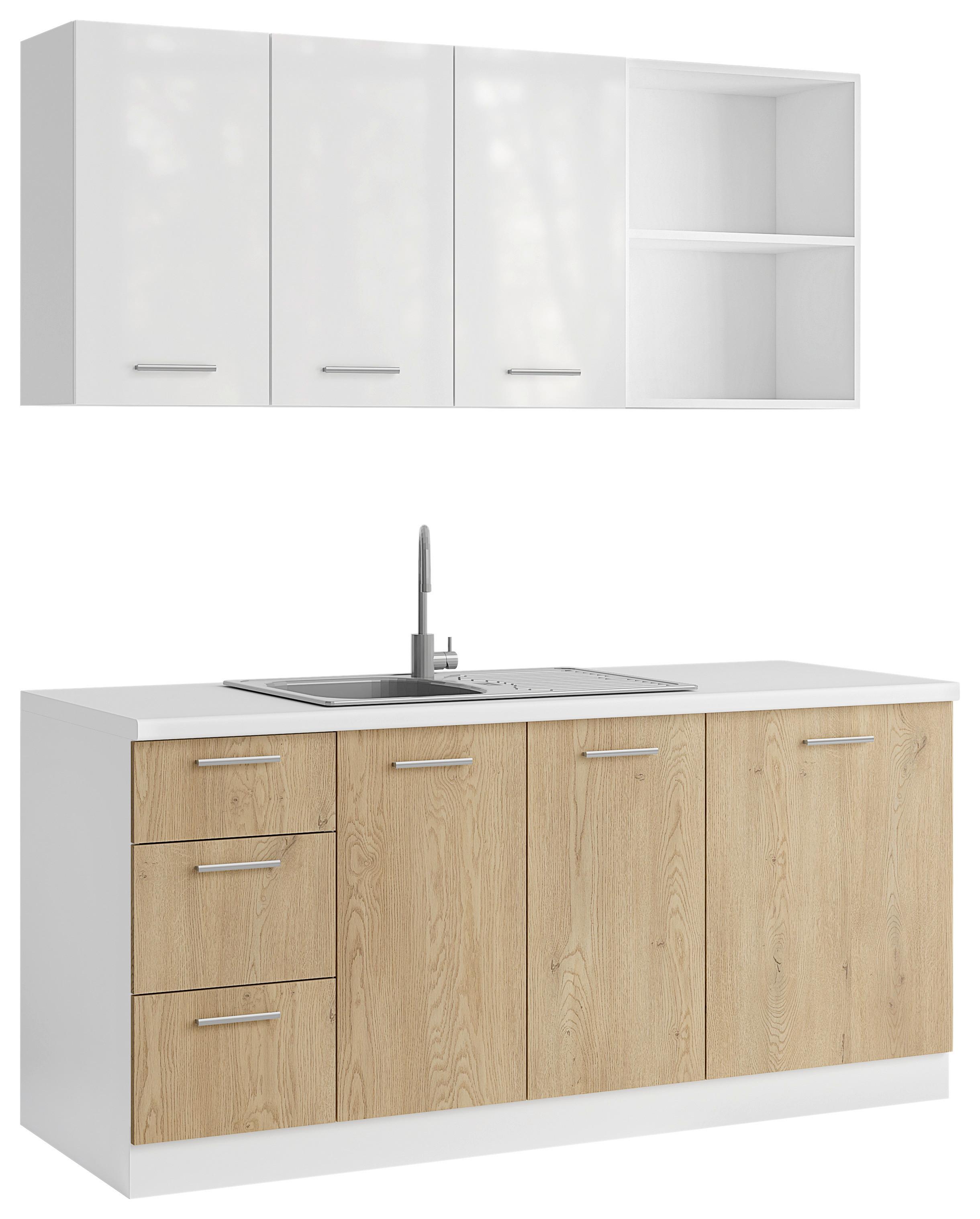 KUCHYNSKÝ BLOK EVA II - biela/biela s vysokým leskom, kompozitné drevo/plast (180/206/60cm)