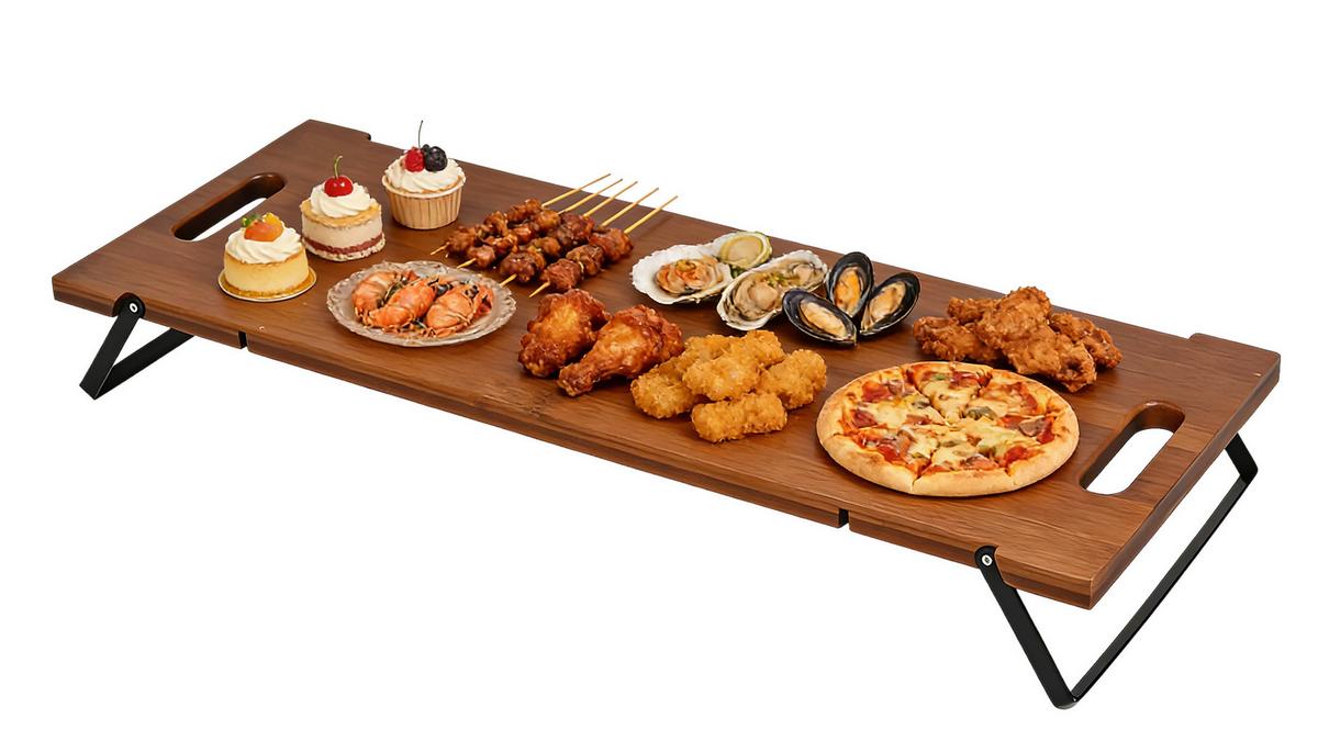 Tablett Till aus Bambus L: 66 cm - Naturfarben, MODERN, Holz/Metall (66/25/1,8cm) - James Wood