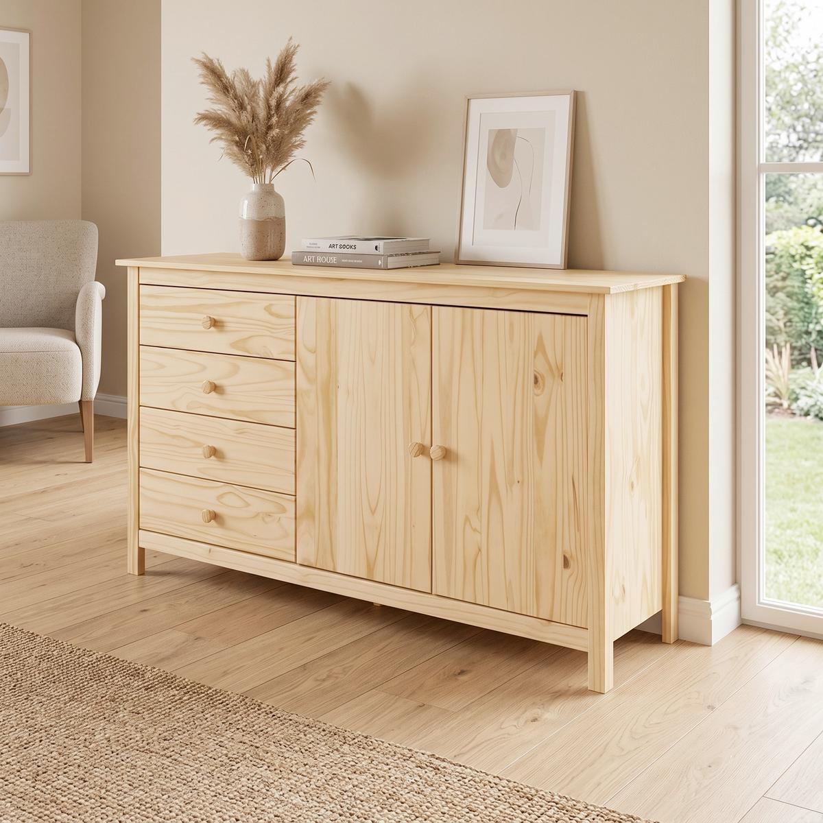 KOMMODE Naturfarben B: 150cm - Naturfarben, Design, Holz (150/80/40cm) - Livetastic