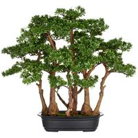 Kunstpflanze Bonsai Teeblatt Kunststoff, Grün, H: 60 cm - Schwarz/Braun, Basics, Kunststoff (60cm) - P & B