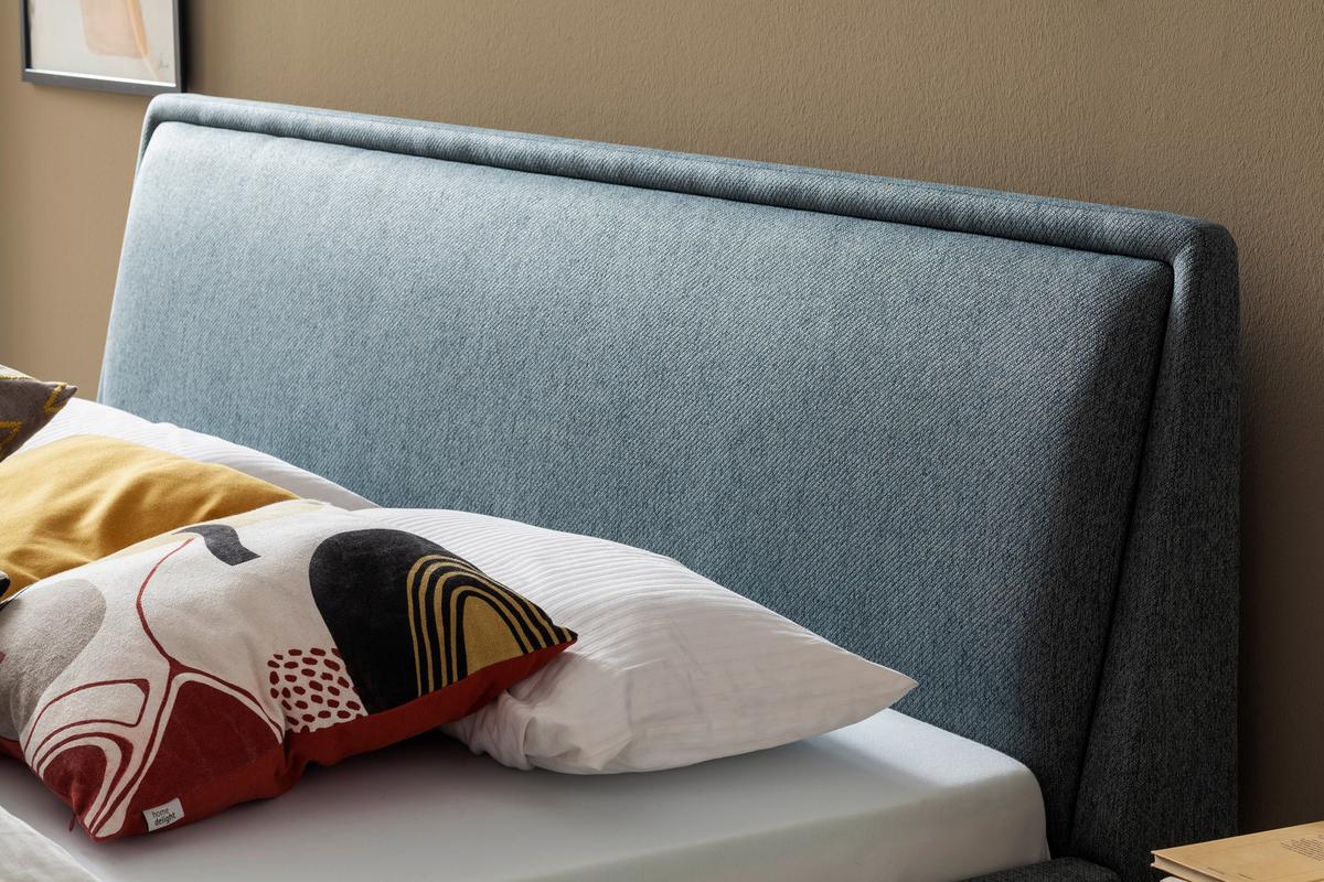 Polsterbett Frieda 180x200cm Blau - Blau/Eichefarben, KONVENTIONELL, Textil (180/200cm) - Livetastic