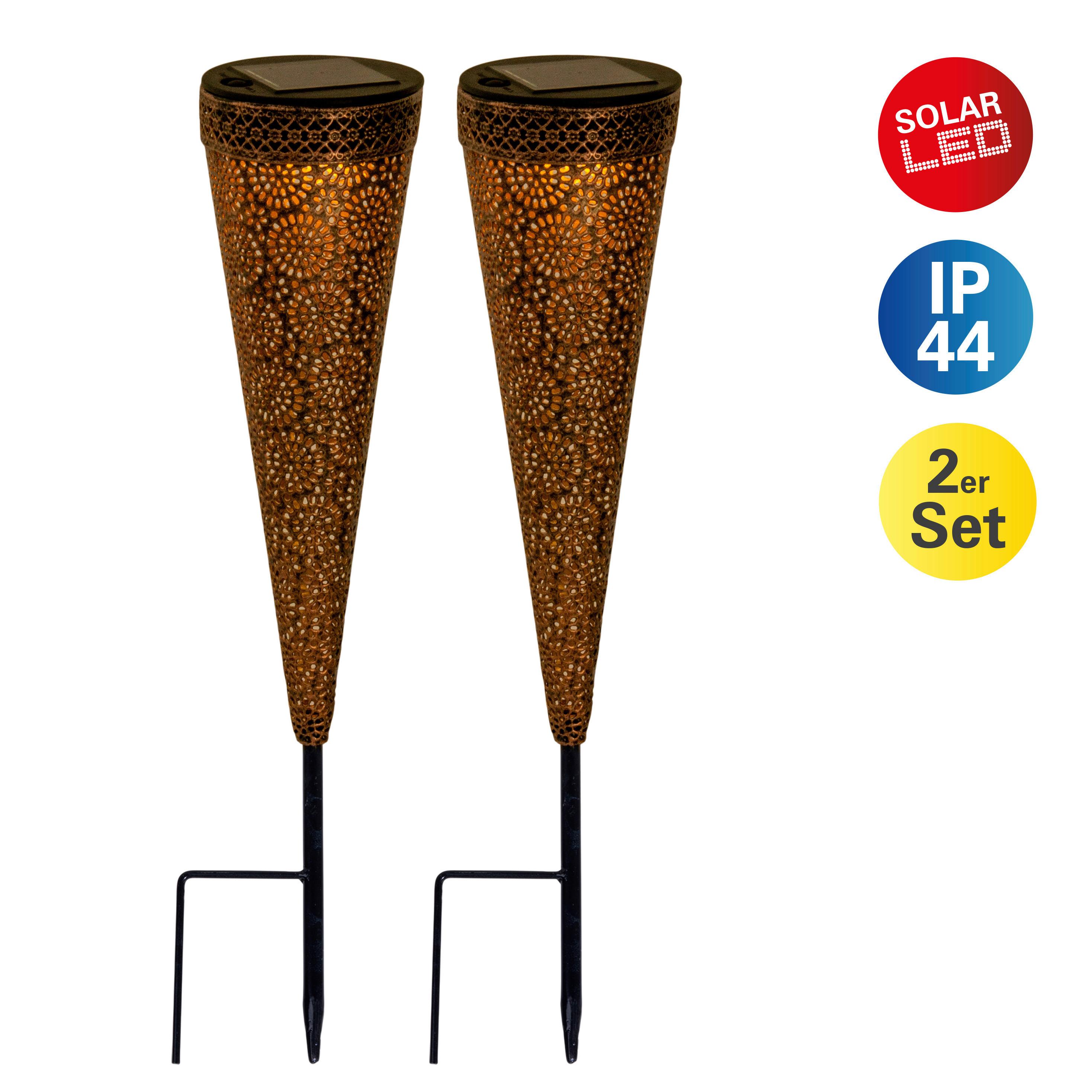 Solarleuchte 4137102 Paula - Schwarz/Braun, Basics, Kunststoff/Metall (8,5/8,5/40cm) - Näve