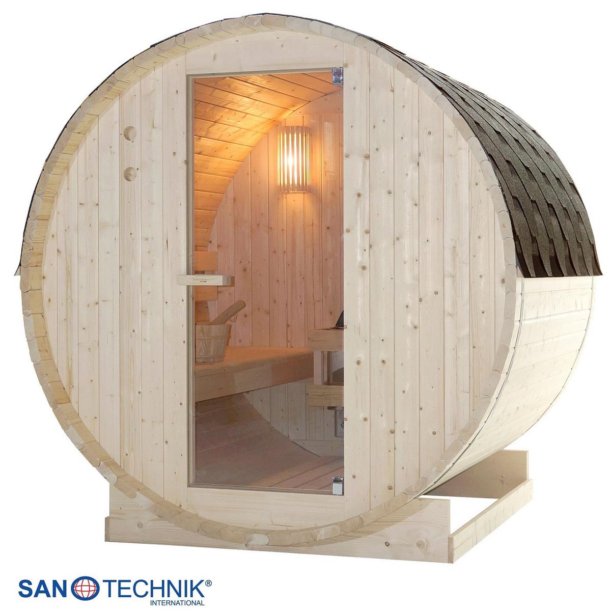 SAUNAFASS Tromsö Fichtefarben B: 180 cm - Fichtefarben, KONVENTIONELL, Glas/Holz (189/180/191,5cm) - Sanotechnik