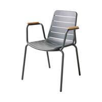 Gartenstuhl stapelbar Parc Aluminium - Anthrazit/Naturfarben, Natur, Holz/Metall (58/80/58cm) - Gardenson