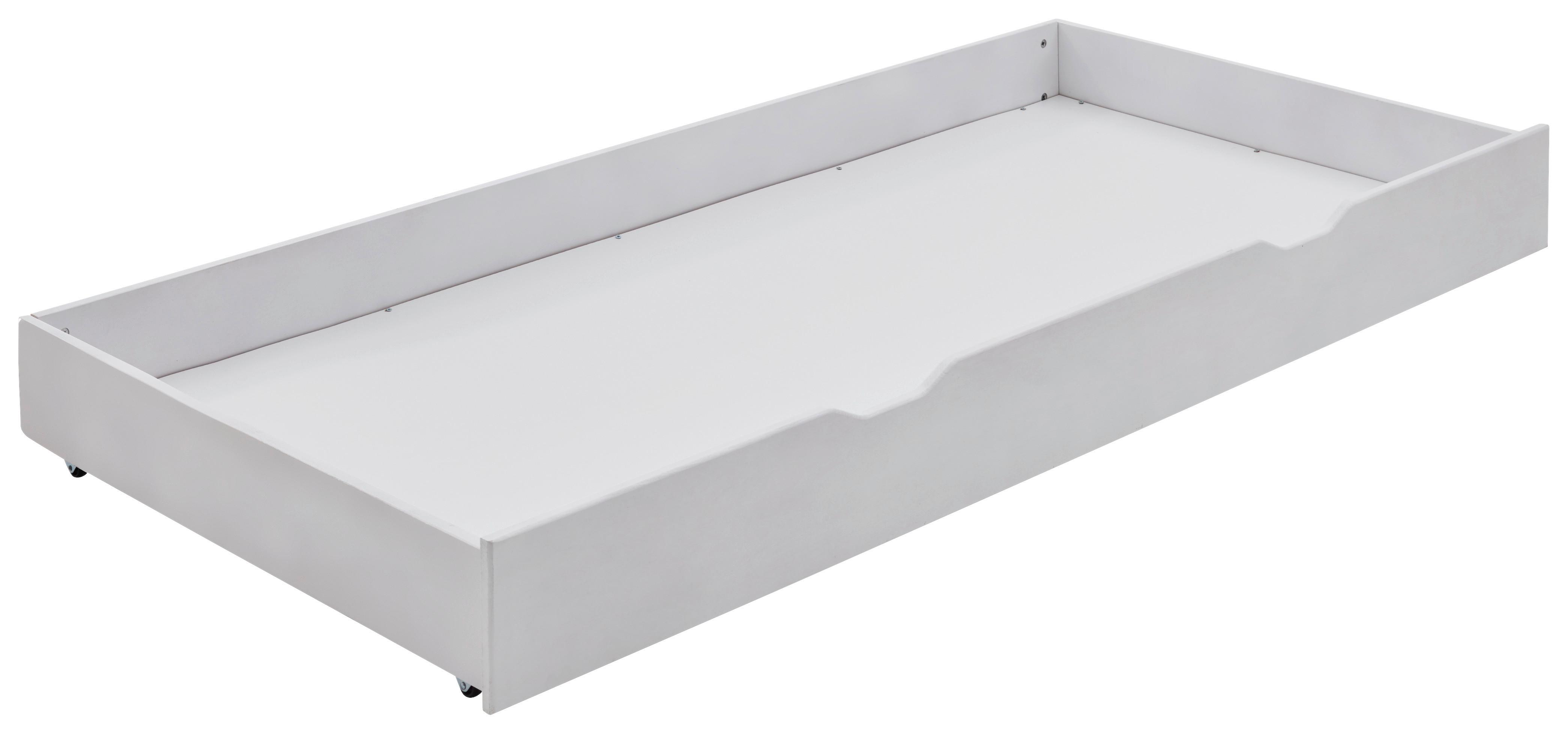 Bettkasten Lupo 2 B: 195 cm Buche Weiß mit Rollen