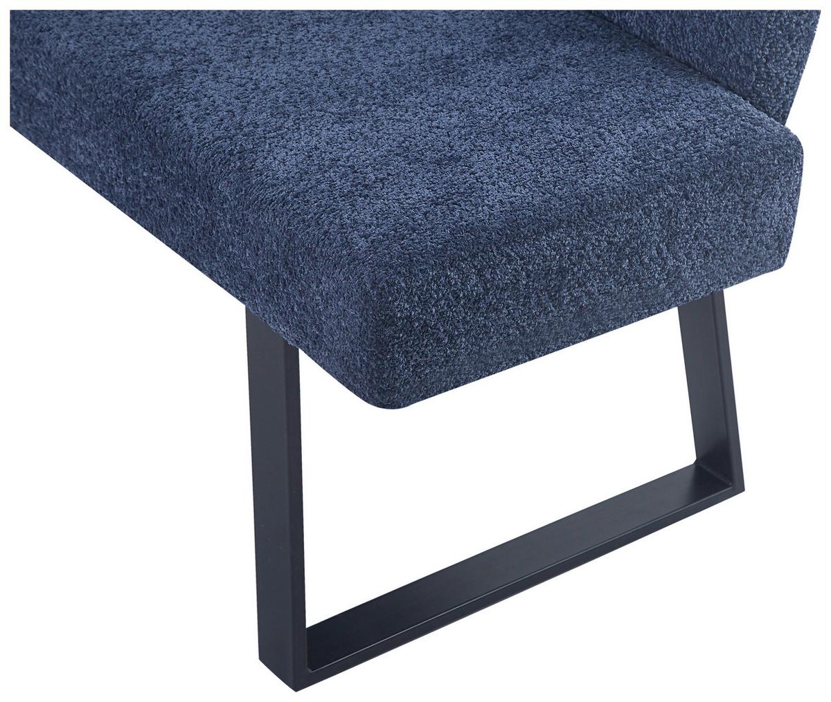 Eckbank Terri Dunkelblau, S: 130x160 cm - Schwarz/Dunkelblau, KONVENTIONELL, Textil/Metall (130/160cm) - MID.YOU