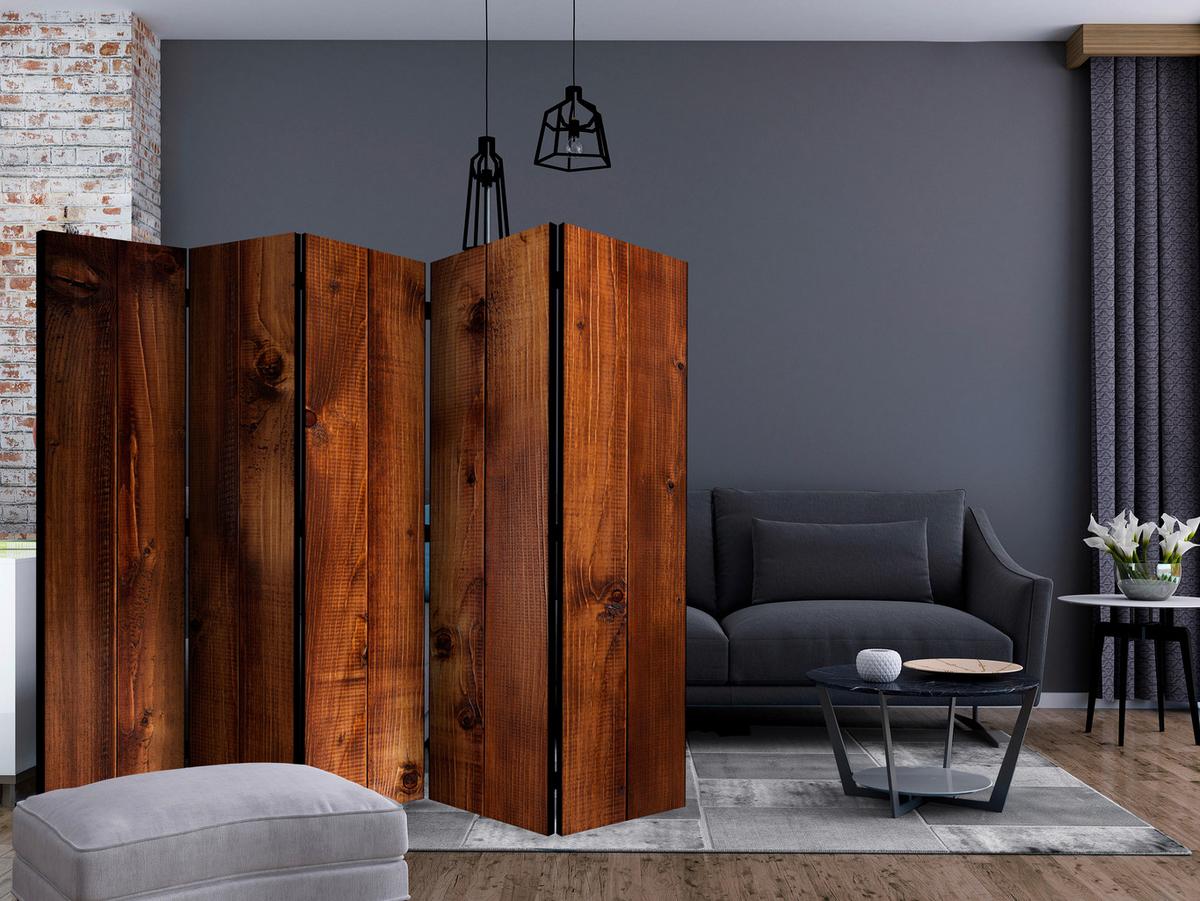 Paravent Cognac B: 225 Cm - Cognac, Basics, Holz/Textil (225/172/3cm) - artgeist