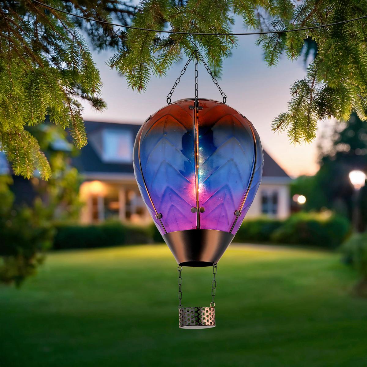 Solarleuchte 3000k, Warmweiß - Multicolor/Schwarz, Design, Glas/Kunststoff (27/37cm) - Globo