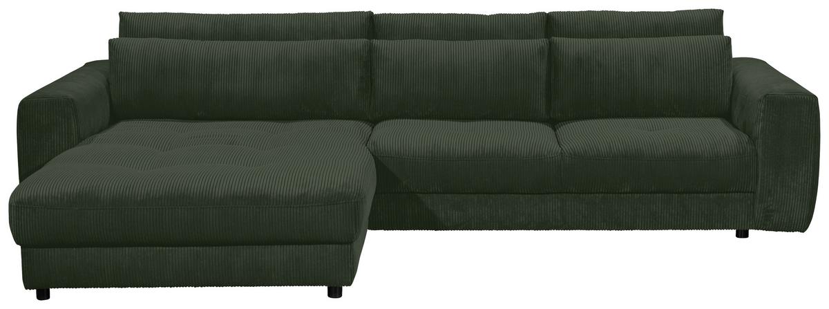 Ecksofa Barura 2s. Urc Dunkelgrün S: 194/333 Cm - Dunkelgrün/Schwarz, KONVENTIONELL, Holzwerkstoff/Textil (194/333cm) - MID.YOU