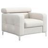 Polstersessel Sammy Hellgrau Leder - Chromfarben/Weiß, Design, Leder (99/78-92/106cm) - Livetastic