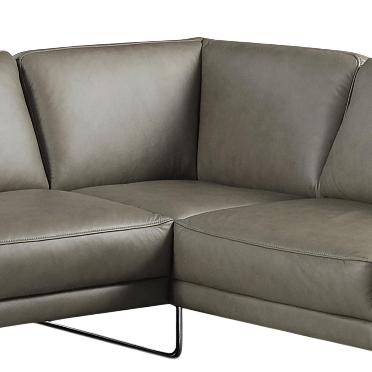 Ecksofa Spring Grau Chrom S: 273x250 Cm - Chromfarben/Grau, Design, Leder (273/250cm) - Livetastic