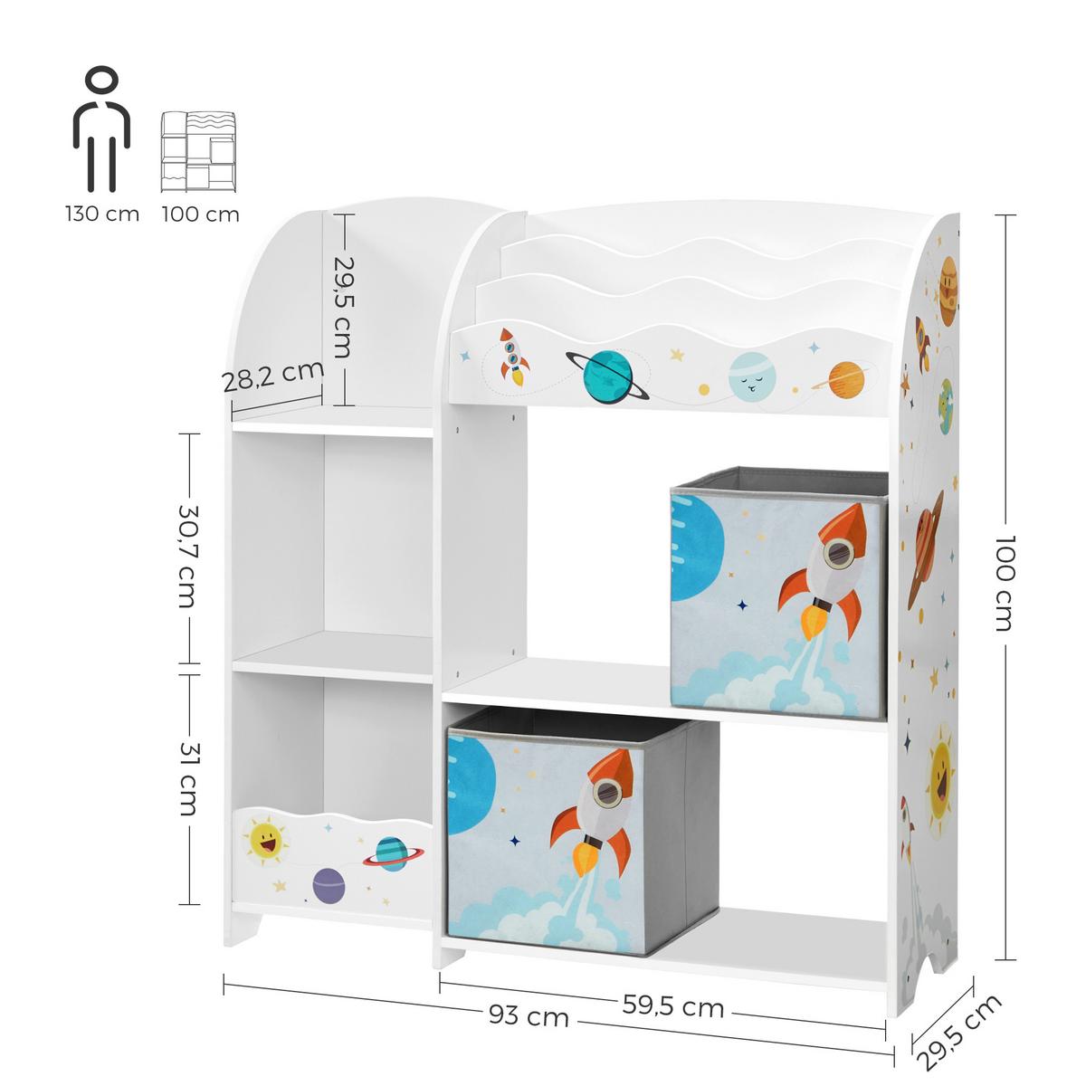 Kinderregal Weiß B: 93 cm - Weiß, Basics, Holzwerkstoff/Textil (93/100/30cm)