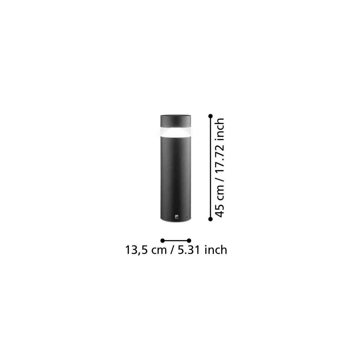 Sockelleuchte Melzo 11 Watt Aluminium/Kunststoff - Transparent/Schwarz, Design, Kunststoff/Metall (13,5/45cm) - Eglo
