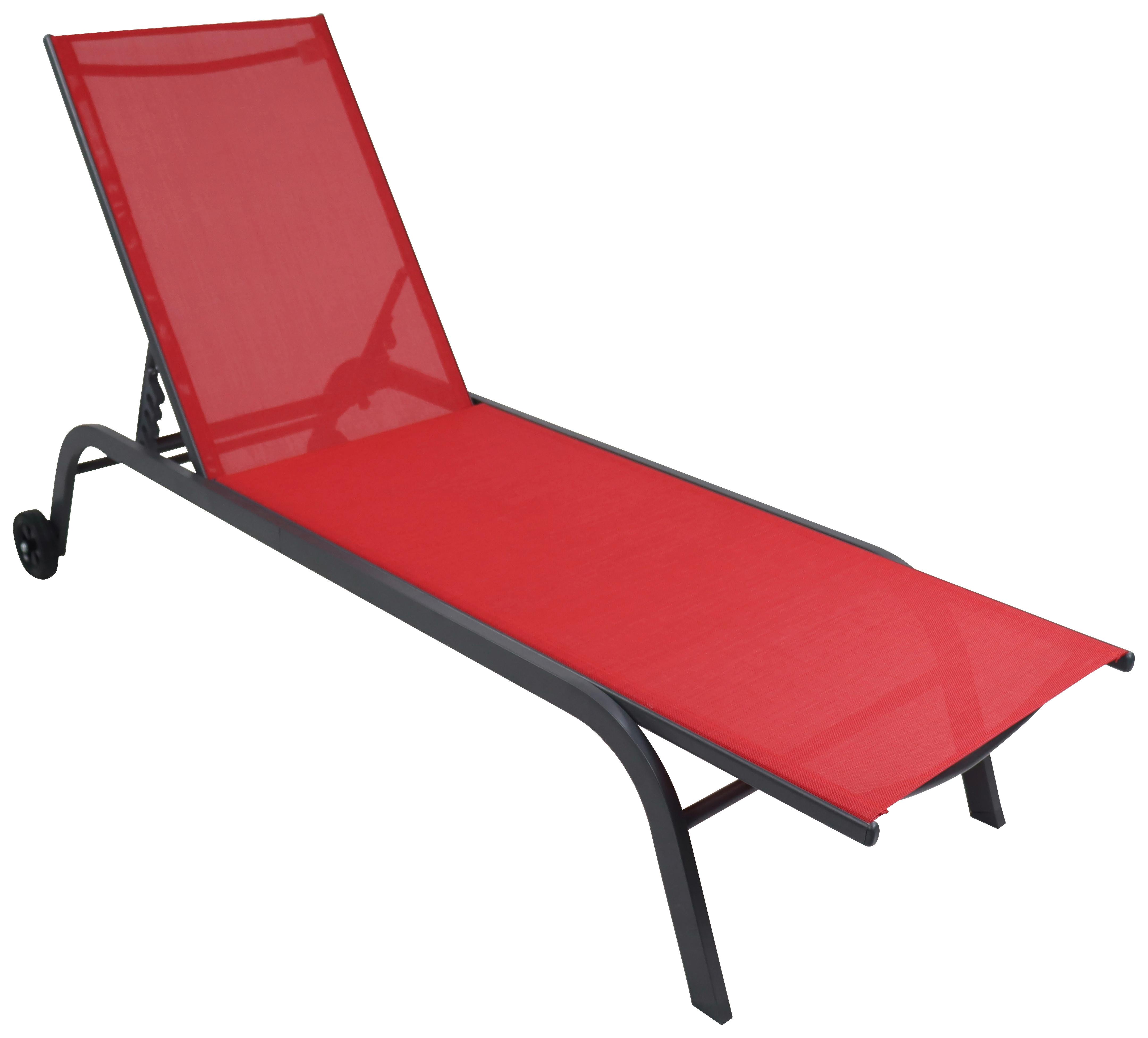 Gartenliege Sonlas Stahl, Klappbar - Rot, MODERN, Kunststoff/Textil (32/58/192cm) - Ambia Garden