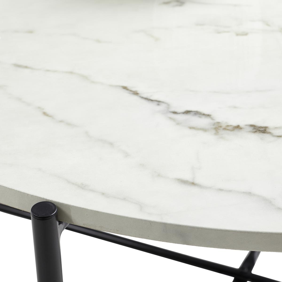 Couchtisch Rund Marmor-optik Mireglia, Schwarz/weiß - Schwarz/Weiß, Trend, Holzwerkstoff/Metall (83/83/40cm) - MID.YOU