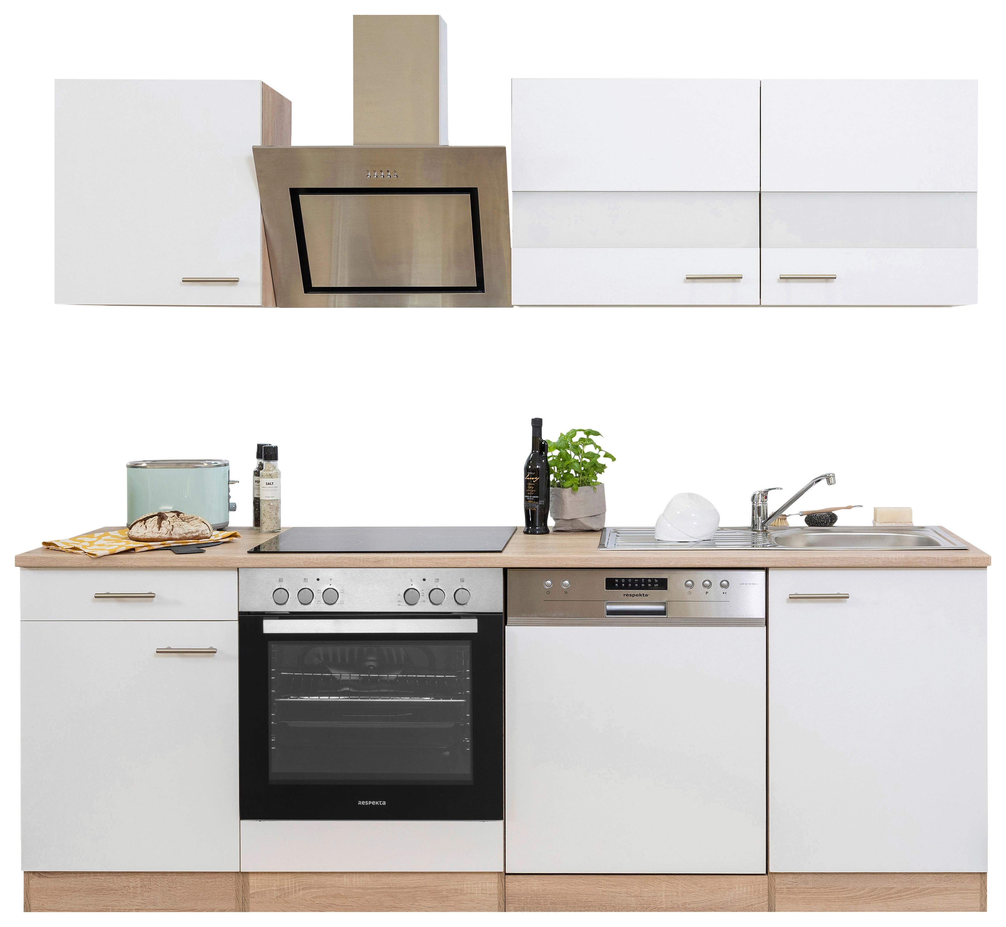 Küchenblock Merle Küchenblock 220 cm - Eichefarben/Weiß, Basics, Holzwerkstoff (220cm) - Respekta