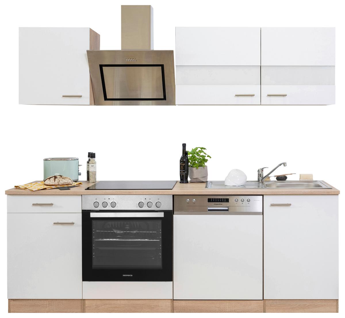 Küchenblock Merle Küchenblock 220 cm - Eichefarben/Weiß, Basics, Holzwerkstoff (220cm) - Respekta
