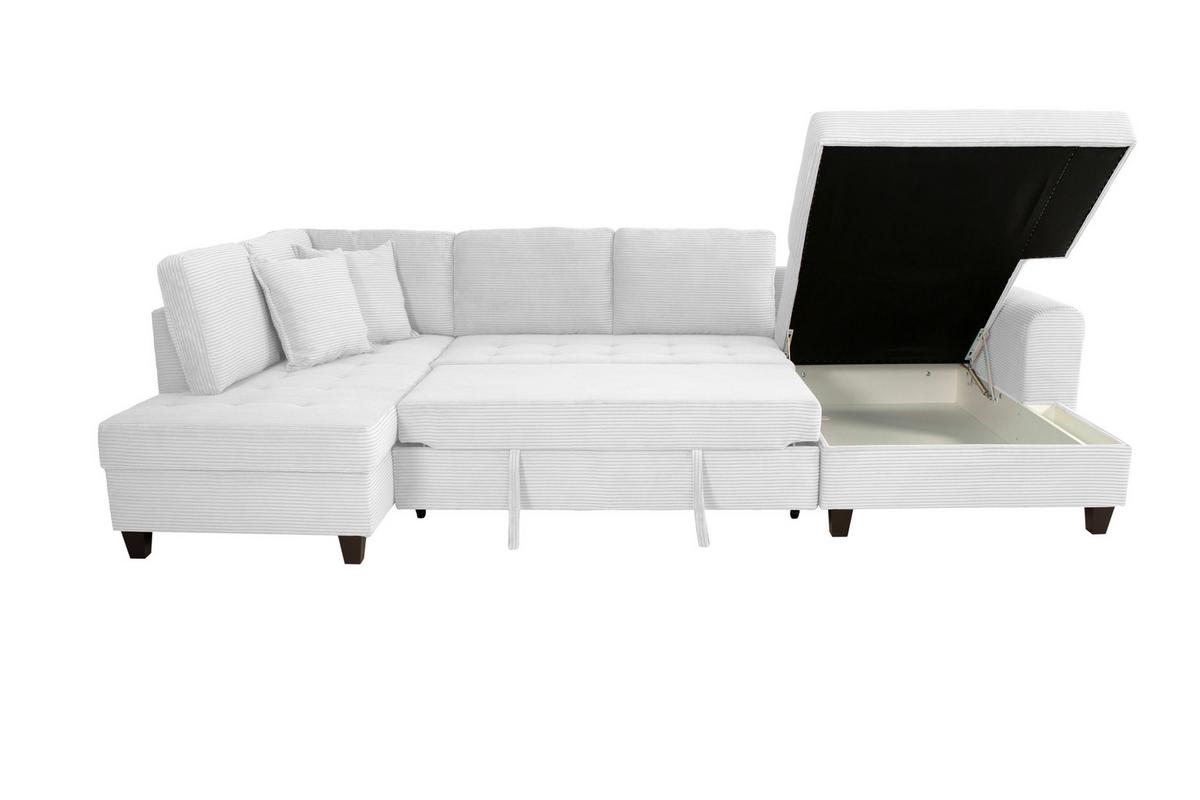 Wohnlandschaft Moritz Silber U-Form:178x324x155 Cm - Silberfarben, Trend, Textil (178/324/155cm)