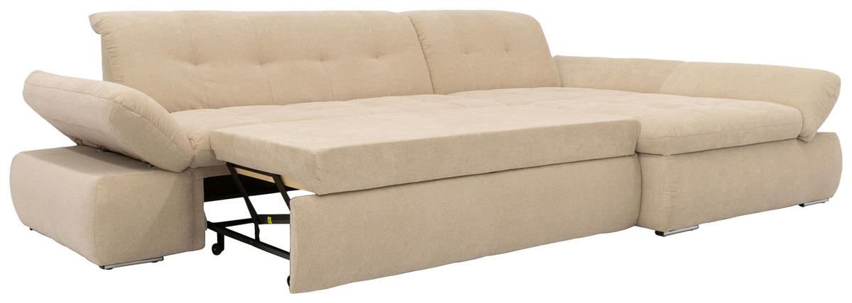 Ecksofa mit Schlaffunktion Moric Beige Mikrofaser - Chromfarben/Beige, KONVENTIONELL, Textil (300/172cm) - MID.YOU