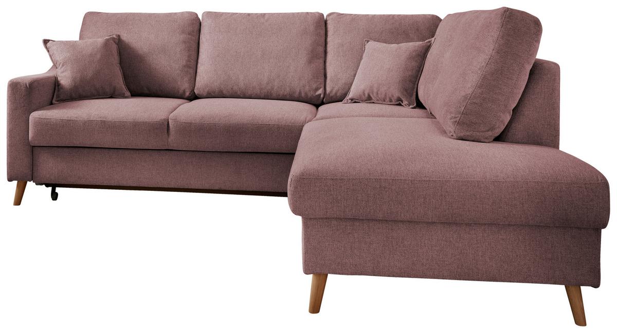 Ecksofa Mit Schlaffunktion Valentina Mit Kissen Rosa - Rosa/Naturfarben, KONVENTIONELL, Textil (230/200cm) - P & B