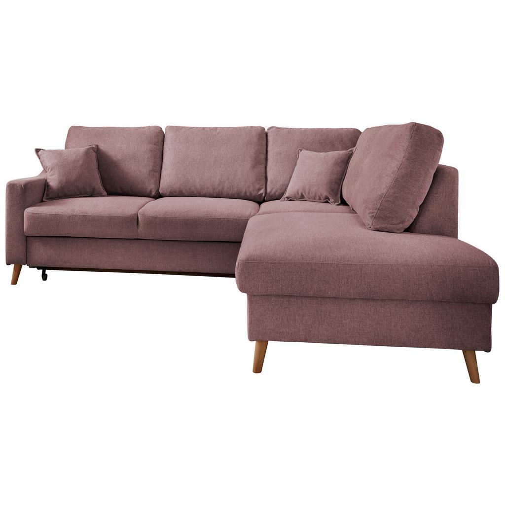 Ecksofa mit Schlaffunktion Valentina mit Kissen Rosa