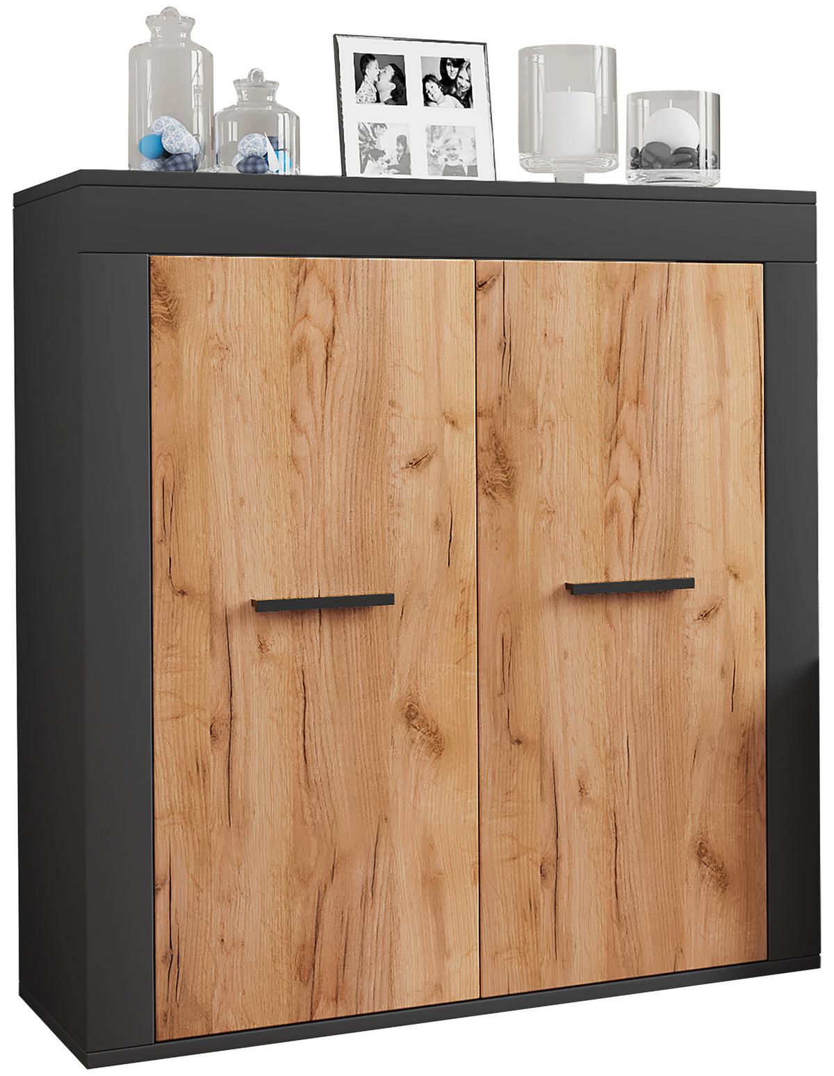 Kommode Usilo Anthrazit Honigeiche Dekor - Honigeiche/Anthrazit, Design, Holzwerkstoff (80/89/35cm) - MID.YOU