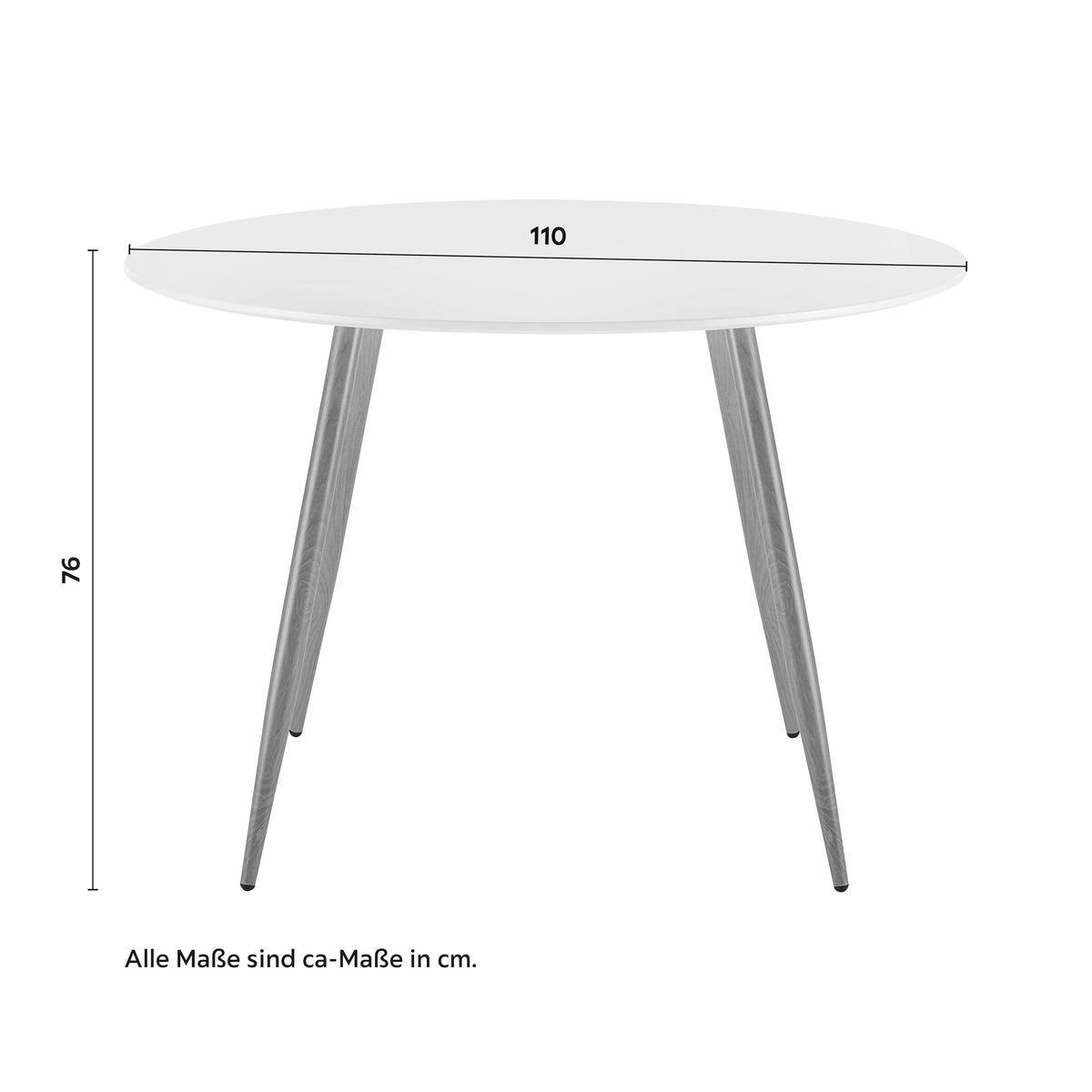 Jídelní stůl John 110x76 cm - bílá/barvy dubu, Moderní, kov/dřevo (110/110/76cm) - Bessagi Home