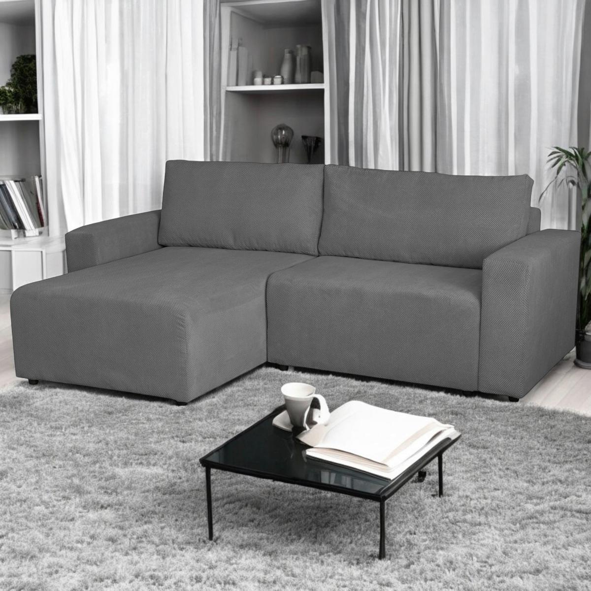 Ecksofa Dallas Boucle Schlammfarben 173x258cm - Schlammfarben/Schwarz, MODERN, Holz/Kunststoff (173/258cm)