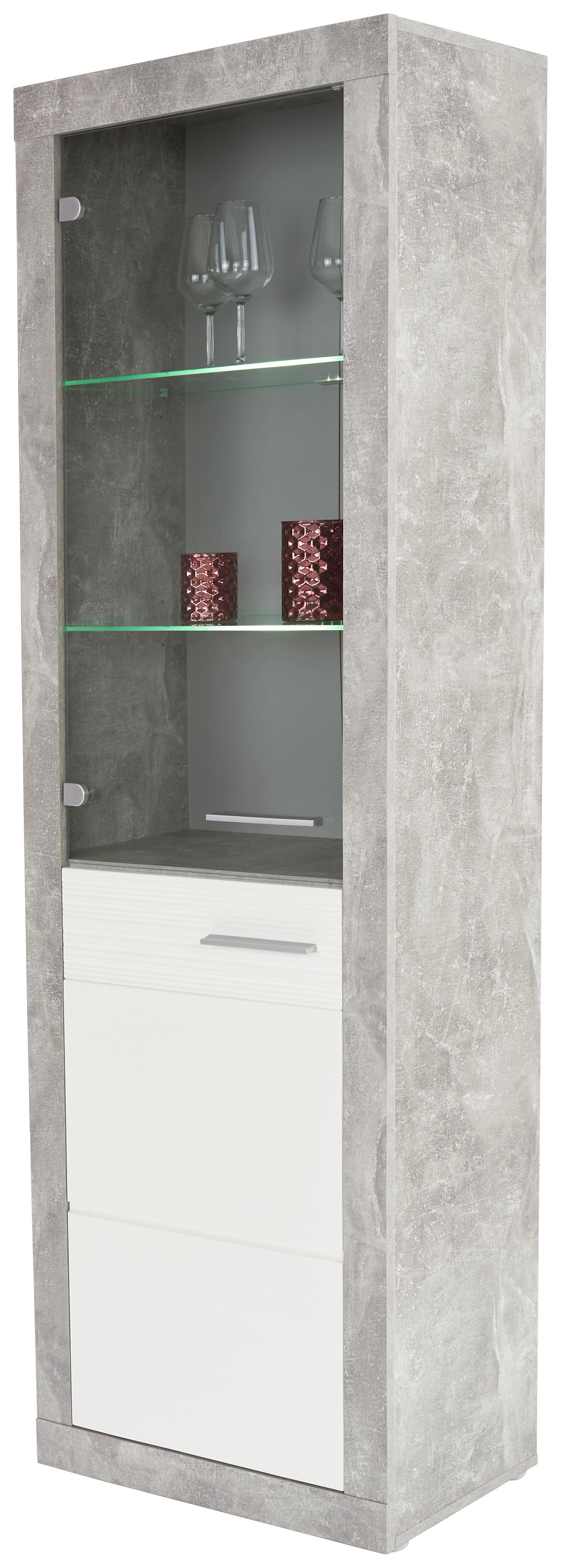 Vitrine Malta - Eichefarben/Schwarz, MODERN, Glas/Holzwerkstoff (63,9/196,6/34,9cm)