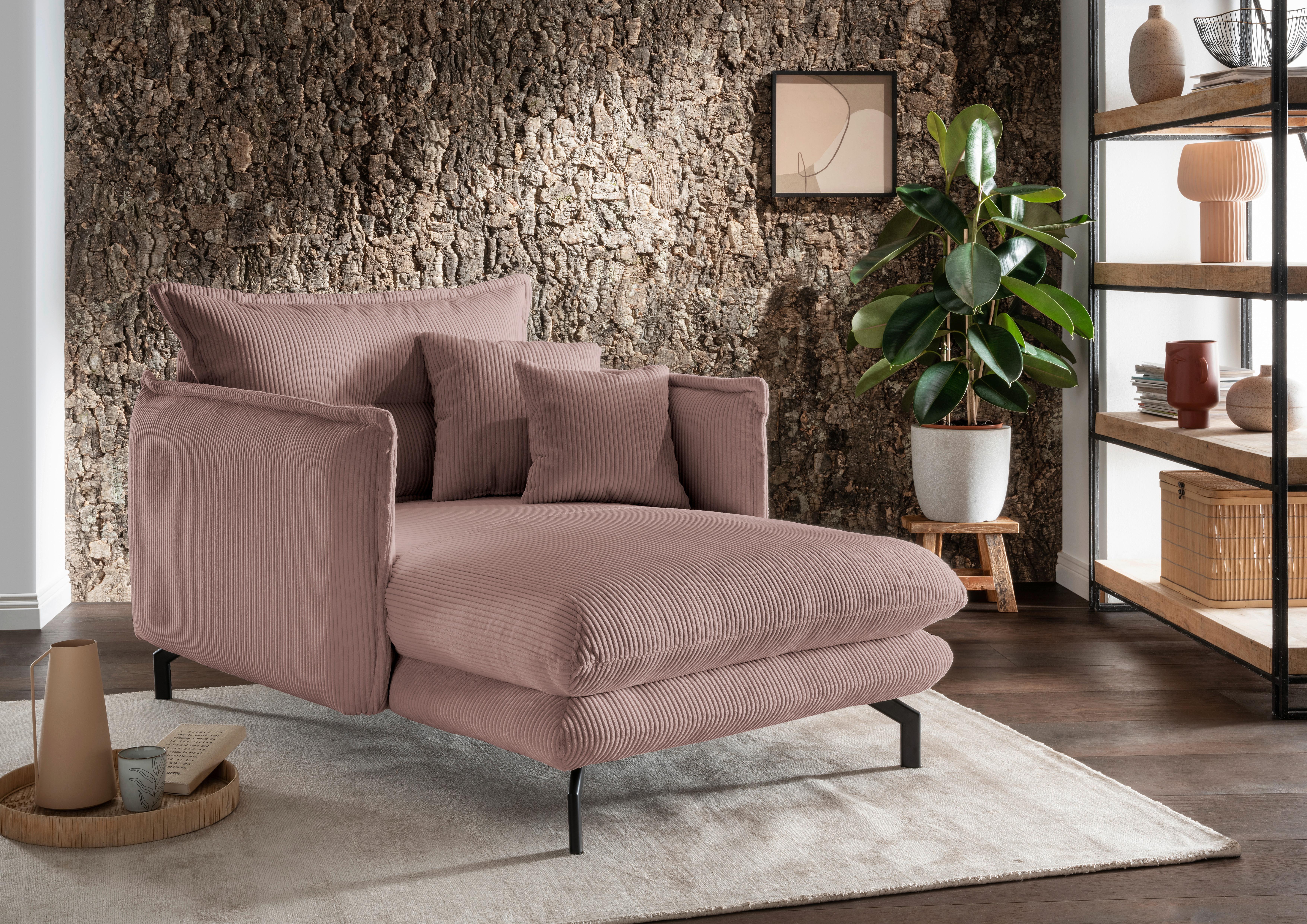 XXL-Sessel Lava Rosa B: 111 cm - Schwarz/Rosa, MODERN, Textil (111/101/167cm) - Livetastic