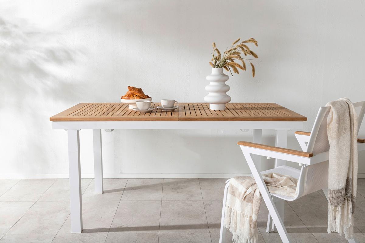 Gartentisch Panama - Weiß, KONVENTIONELL, Holz/Metall (160/90/75cm) - Gardenson