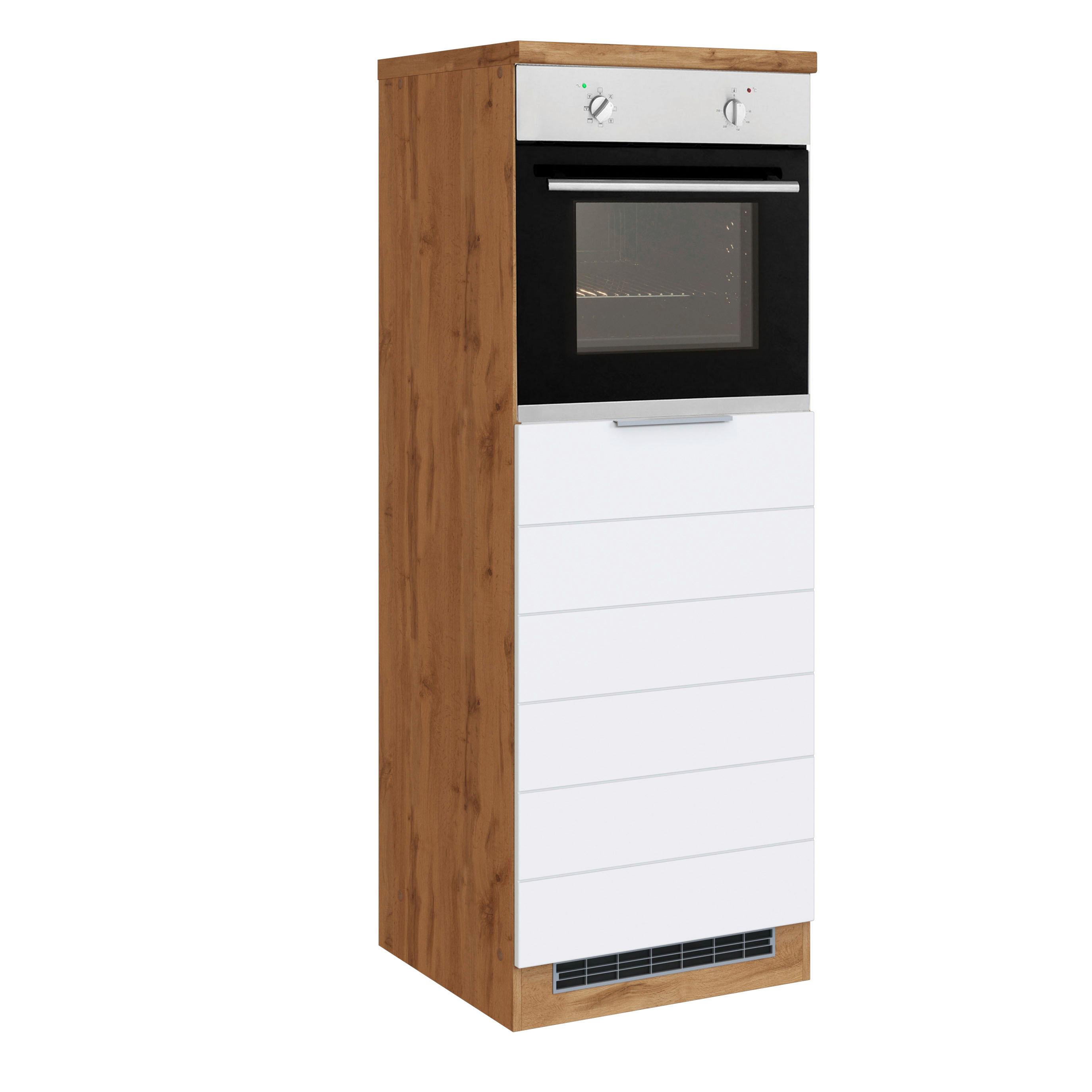 Backofen-/Kühlschrank- Umbauschrank Florenz B: 60 cm - Eiche Wotan/Weiß, Design, Holzwerkstoff (60/166/60cm) - Held