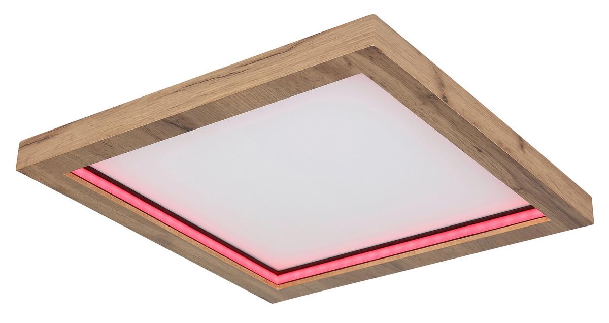 LED-Deckenleuchte 41374-24 - Dunkelbraun/Opal, Natur, Holzwerkstoff/Kunststoff (40/40/6,5cm) - Globo