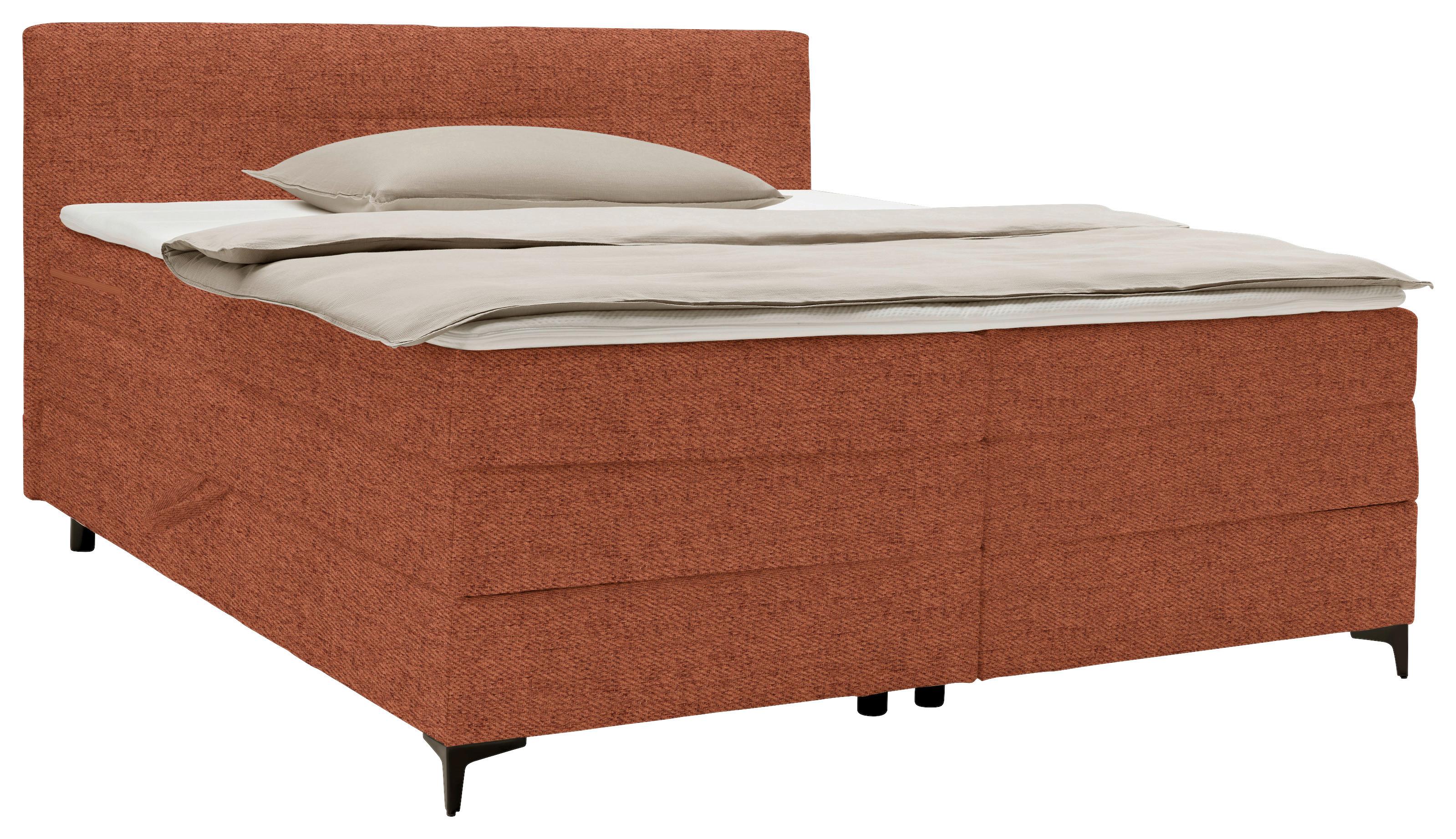 Boxspringová postel BARI 160/200, terakotová - černá/terracotta, Konvenční, kov/textil (160/200cm) - Mömax