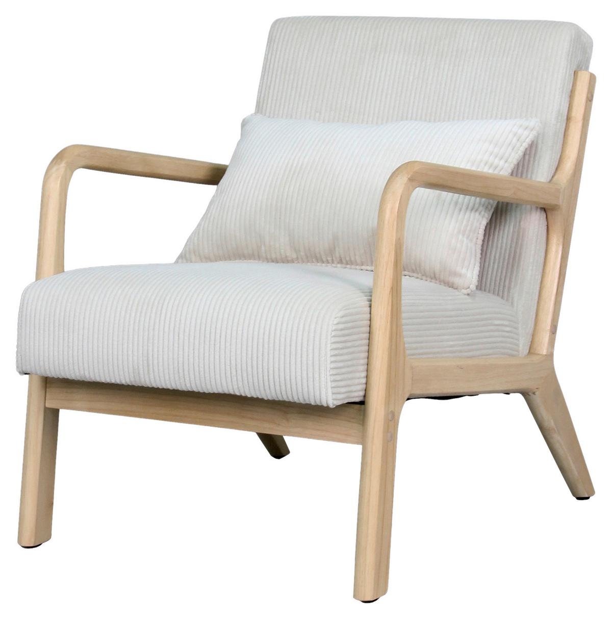 Sessel Nohr Elfenbeinfarben B: 65 cm - Elfenbein/Braun, Basics, Holz/Textil (65/81/76cm) - MID.YOU