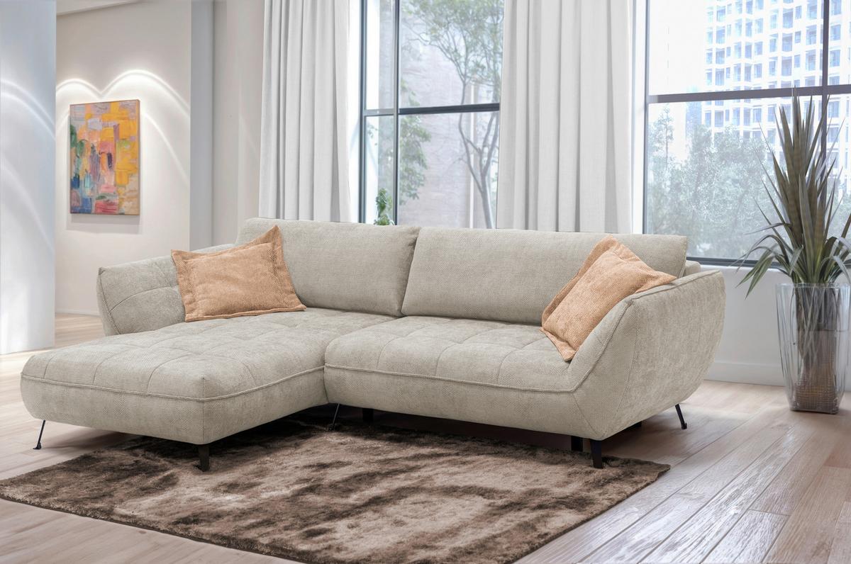 Ecksofa Samoa Sandfarben S: 187x282 cm - Sandfarben/Schwarz, Design, Textil (187/282cm) - Livetastic