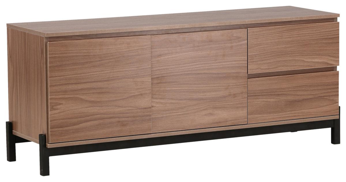 Sideboard Corpus - Nussbaumfarben/Schwarz, Design, Holz/Holzwerkstoff (135/56/40cm) - Livetastic
