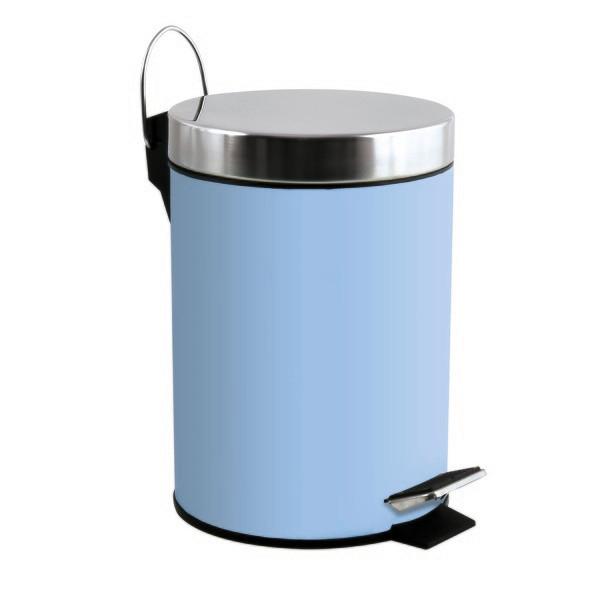 Kosmetikeimer Unis 3l Pastelblau Metall Dxh 17x25 - Pastellblau/Schwarz, Basics, Kunststoff/Metall (17/25cm)