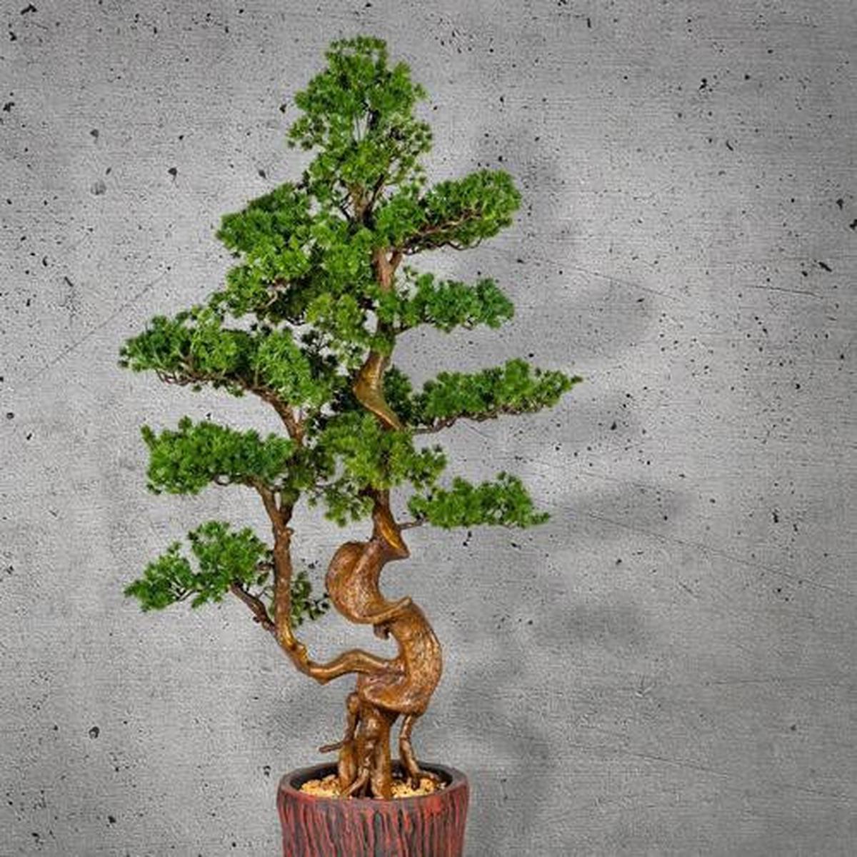 Kunstpflanze Bonsai Grün, inkl. Topf, H: 125 cm - Braun/Grün, Basics, Kunststoff (125cm) - P & B