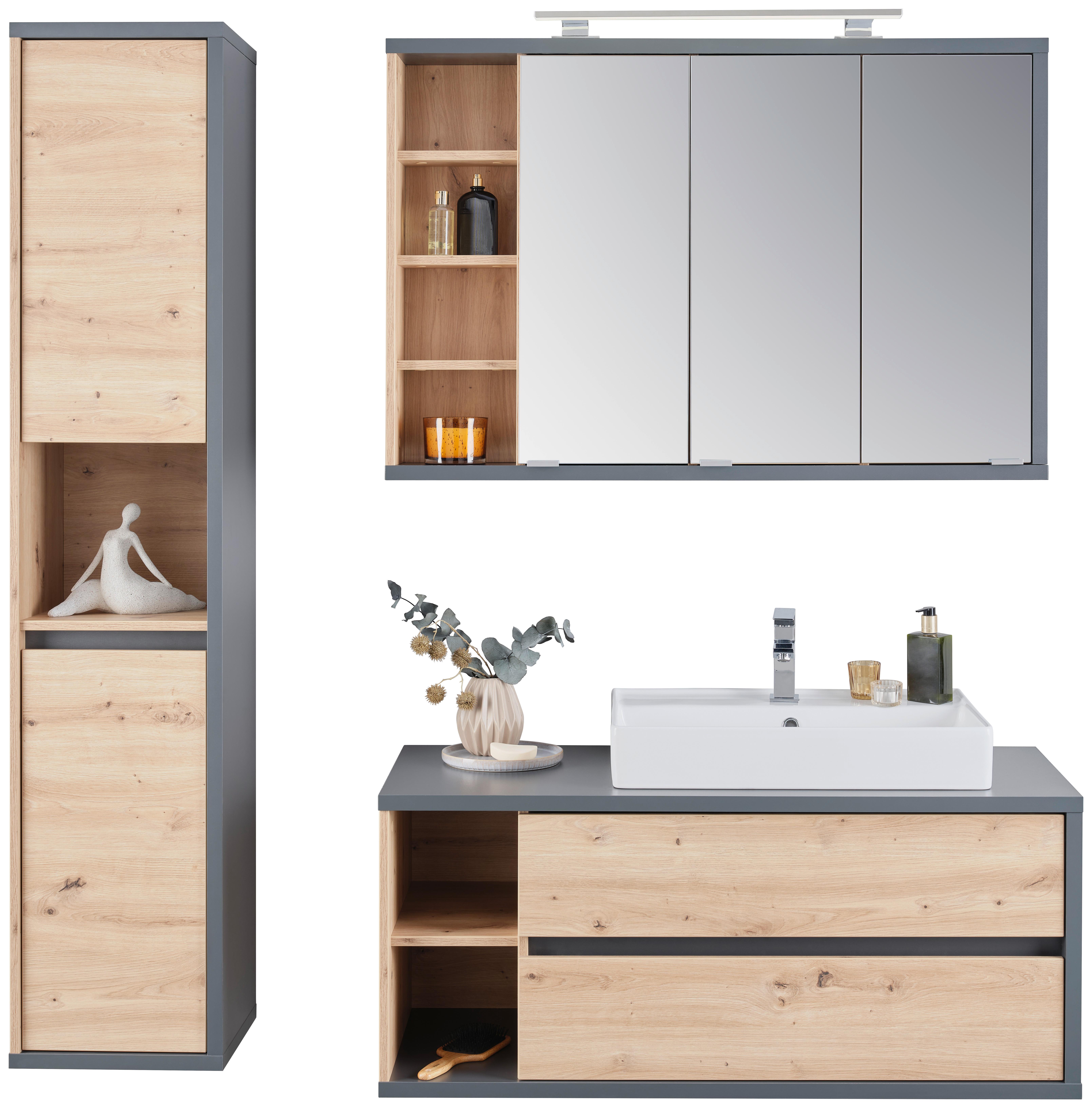 Badezimmer Camillo Anthrazit/eiche Dekor B: 145cm - Anthrazit/Eiche Artisan, MODERN, Holzwerkstoff (145/170/46cm)
