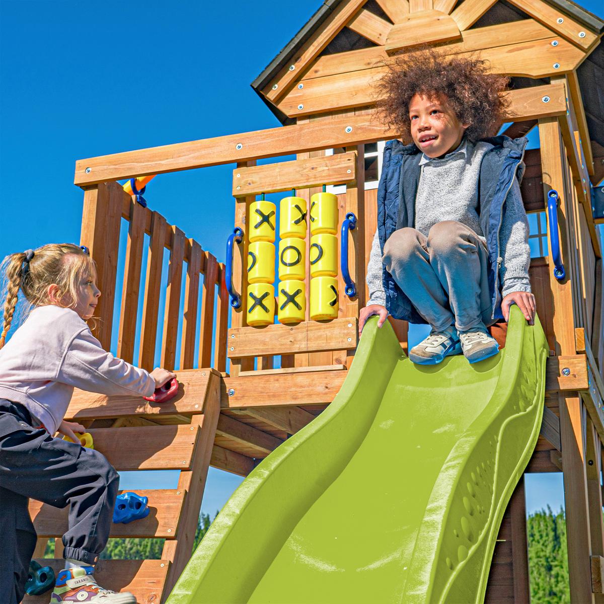 Spielturm mit Rutsche Limegrün - Anthrazit/Limette, Basics, Holz/Kunststoff (435/410/305cm) - Ambia Garden